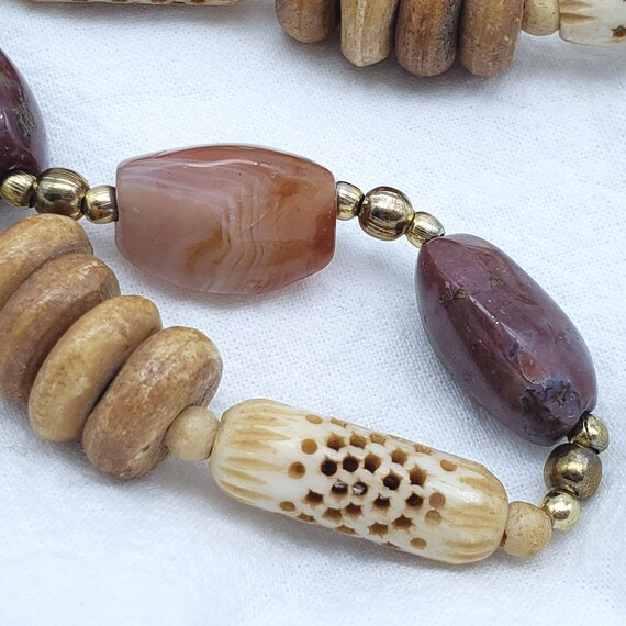 beaded choker Canadian gemstone jewelry Colorful Tourmaline necklace with brown Agate and Copper