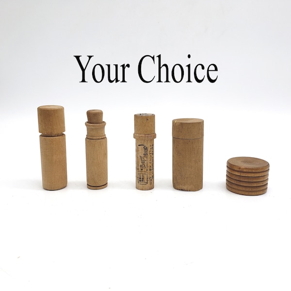 Your Choice Vintage Wooden Jar Container Miniature Wood Bottle Storage Pill Stash Box Boye Needle Case Rustic Primitive Decor