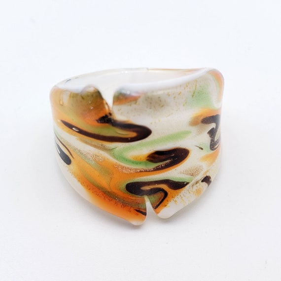 Art Glass Statement Ring Chunky Ring Abstract Swi… - image 2