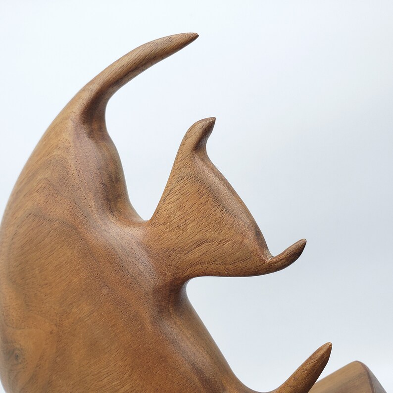 Vintage Carved Wooden Fish Sculpture 6 Wood Carving Etsy