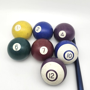 Vintage Pool Balls Lot Of 7 Solid Striped Incomplete Set Standard Billiard Balls