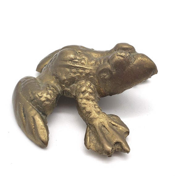 Vintage Brass Frog Figurine Miniature Frog Sculpture Brass Etsy