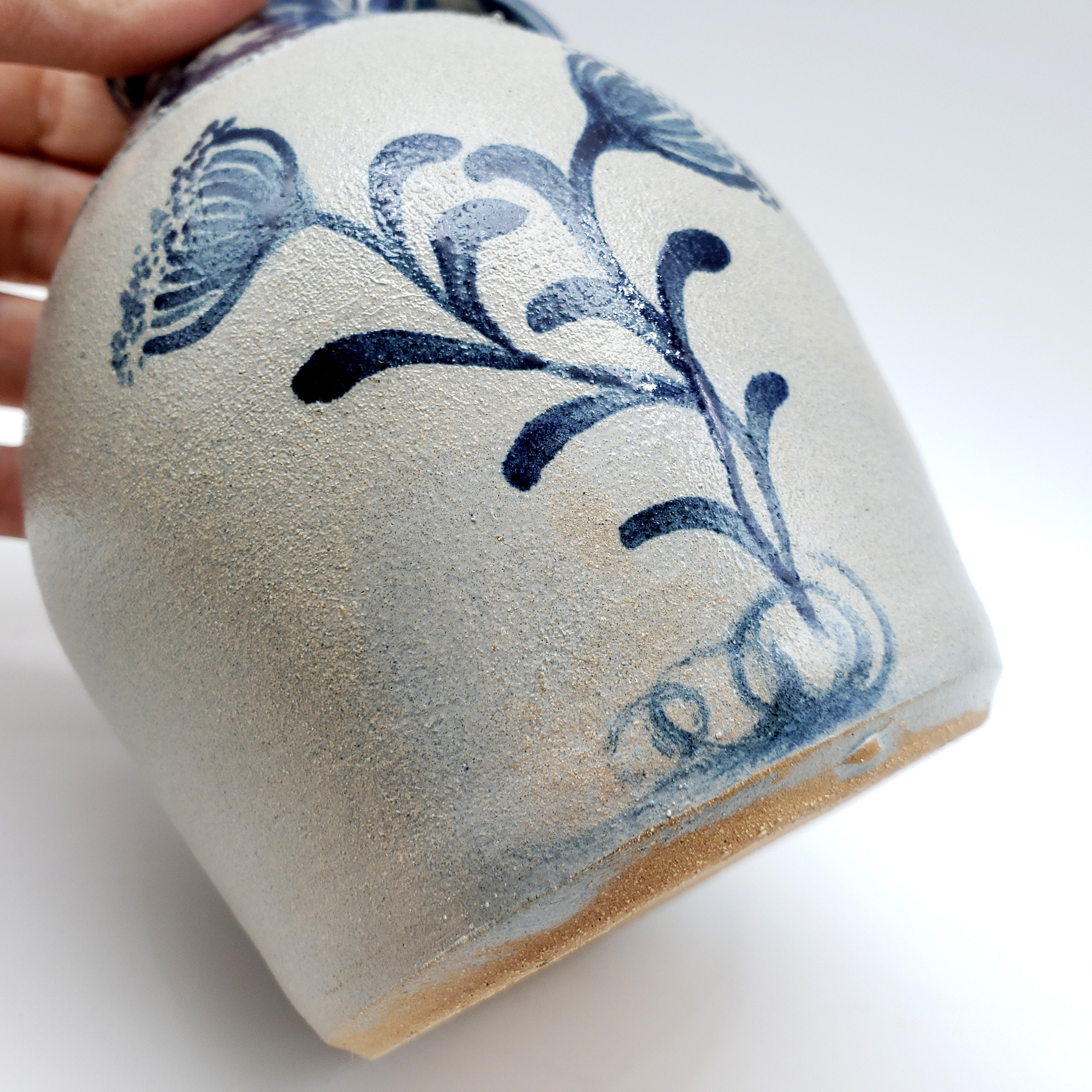 Vintage Ellis Pottery Jug Cobalt Blue Spongeware Salt Glazed Etsy