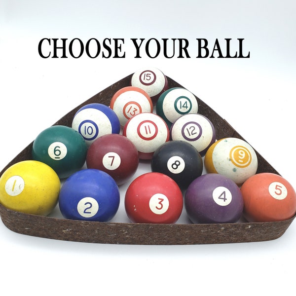 Your Choice Vintage Pool Ball Solids Stripes Cue Ball Eight Ball Billiards Collectible Game Room Mancave Decor Pool Player Gift Aged Worn