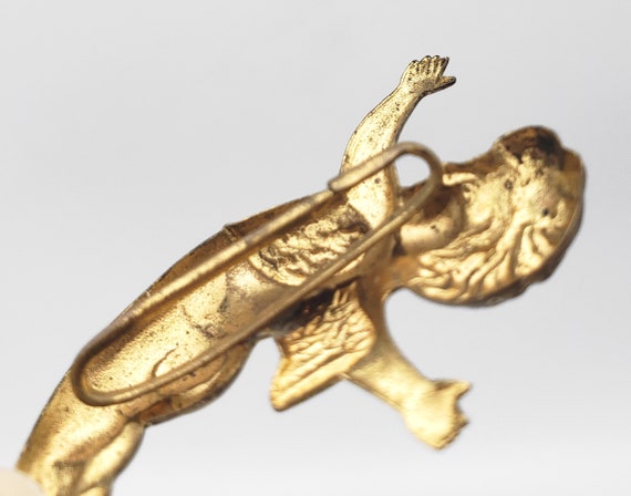 Vintage Cherub Pin Gold Brass Tone Flying Baby An… - image 4