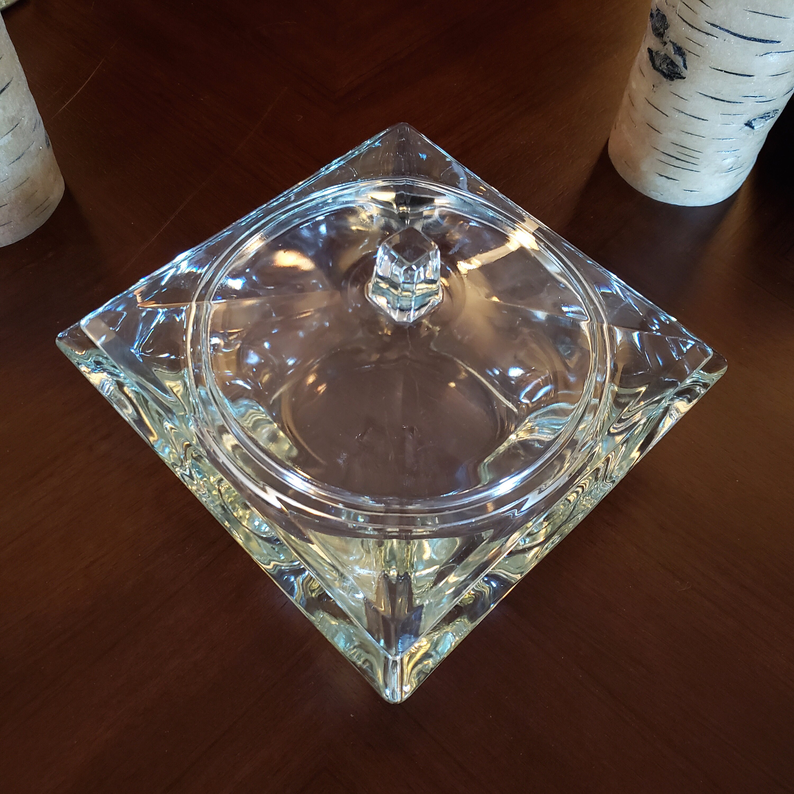 Vintage Art Deco Square Glass Candy Dish 7 1/2