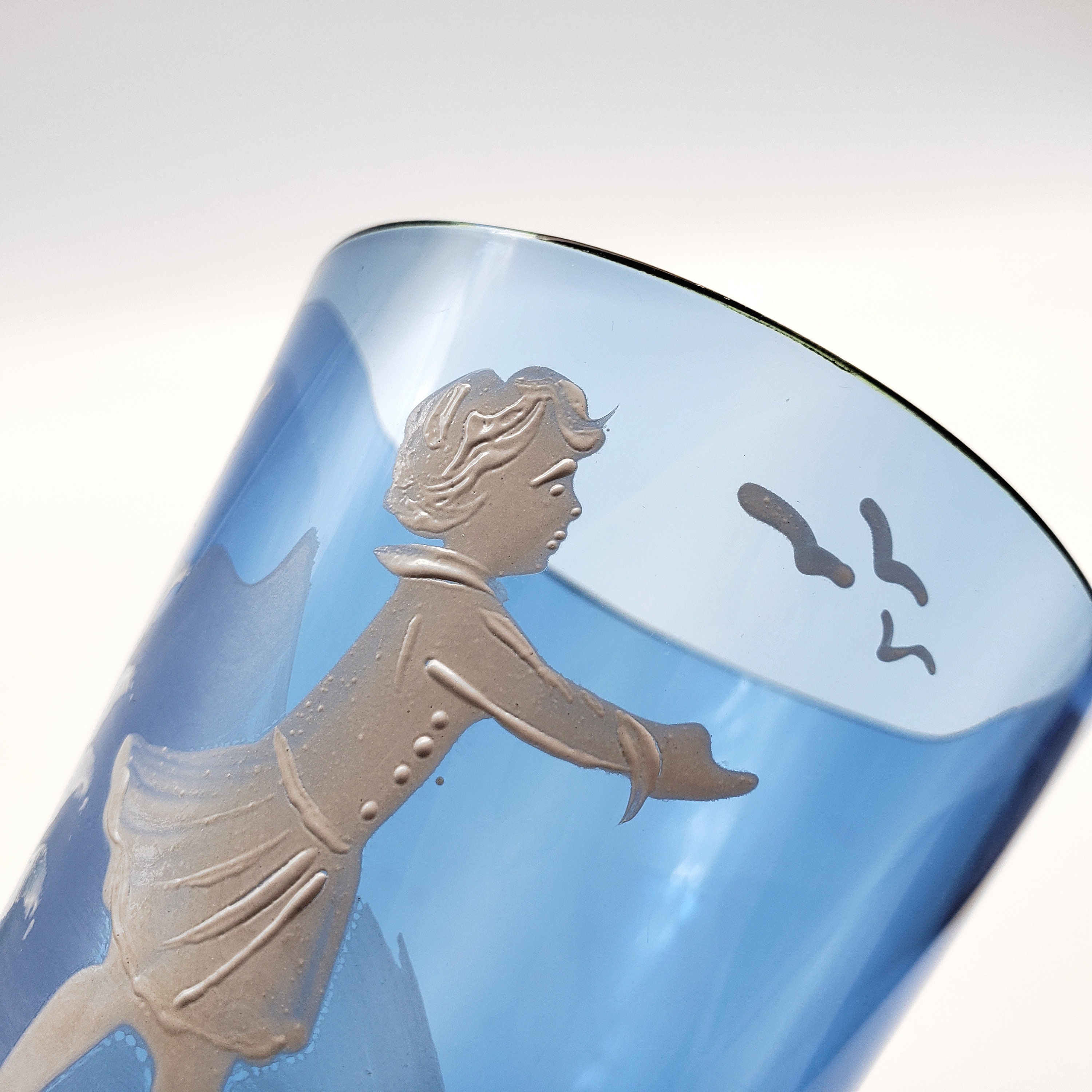 Vintage Dark Blue Mary Gregory Style Glass Vase Girl in Dress - Etsy