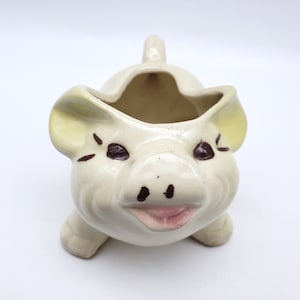 Vintage Pig Planter Figurine Ceramic Piglet Succulent Planter Sponge Holder