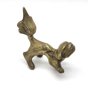 Vintage Brass Foo Dog Mini Chinese Temple Lion Guardian Figure Asian Decor Komainu Shishi