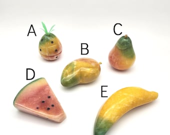Vintage Stone Fruit Your Choice Polished Shaped Carved Banana Watermelon Pineapple Mango Or Pear