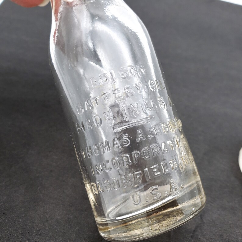 Vintage Thomas Edison Battery Oil Glass Bottles Lot of 2 Etsy