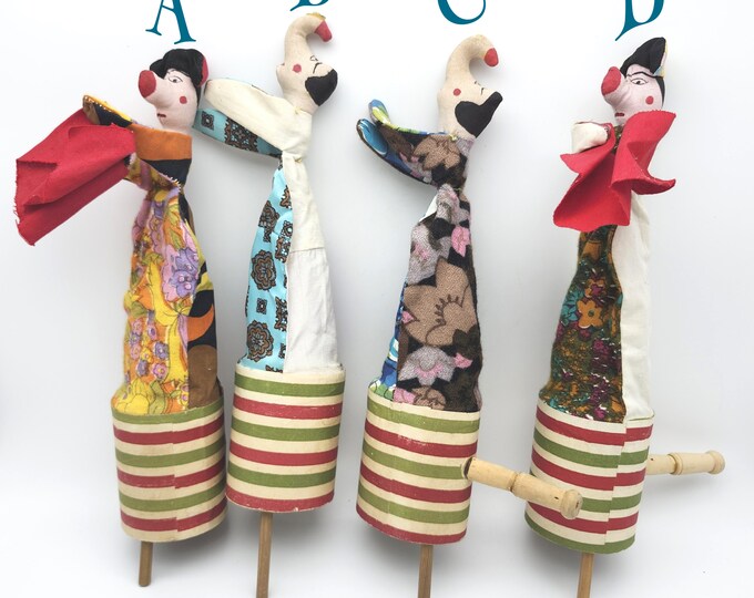 Vintage Stick Puppet Cloth Cardboard Tube Weird Push up Figure Old ...