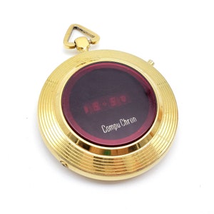 Vintage Compu Chron Pocket Watch Digital Watches for Parts Non