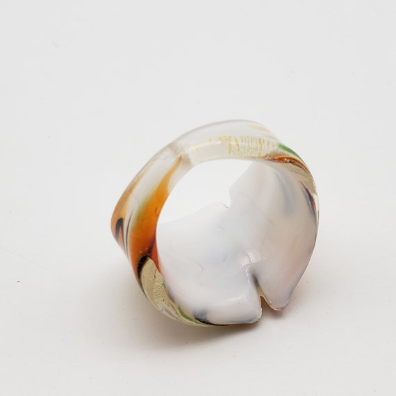 Art Glass Statement Ring Chunky Ring Abstract Swi… - image 8