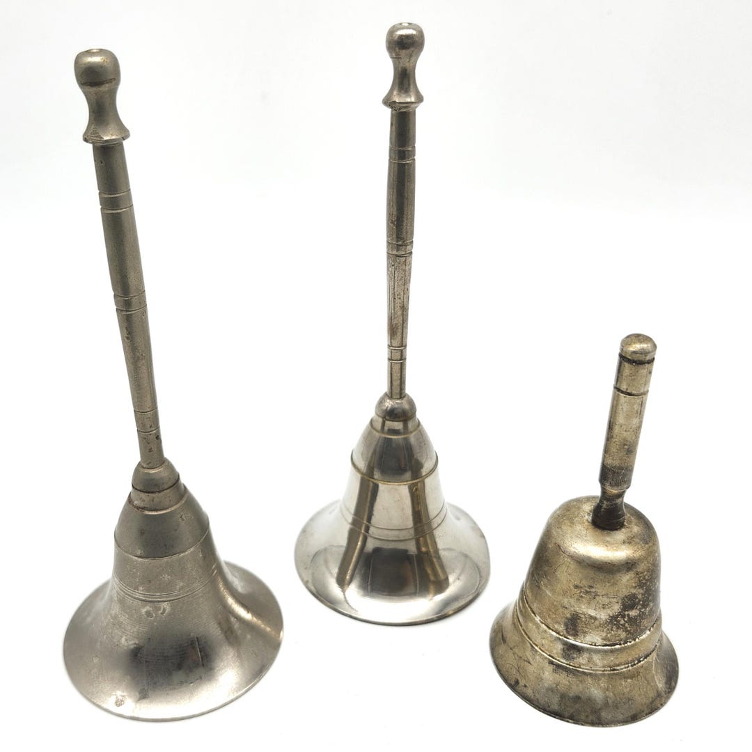 Vintage Bells Lot of 3 Silver Tone Metal Mismatched One Missing Clapper ...