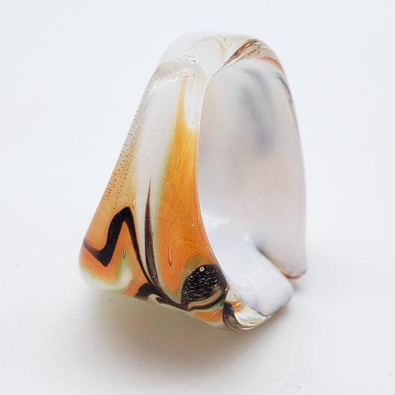 Art Glass Statement Ring Chunky Ring Abstract Swi… - image 6