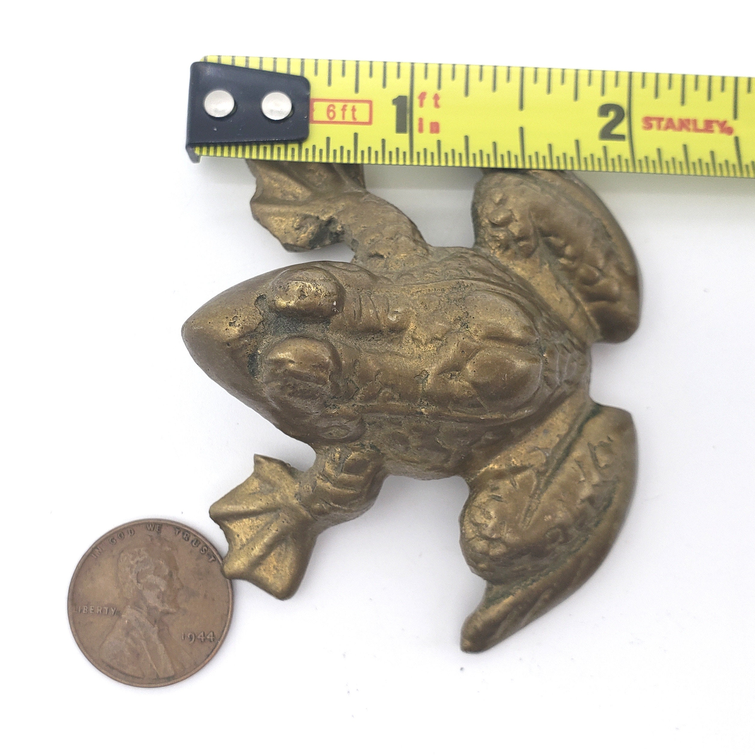 Vintage Brass Frog Figurine Miniature Frog Sculpture Brass Etsy