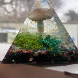 Resin pyramid mushroom forest