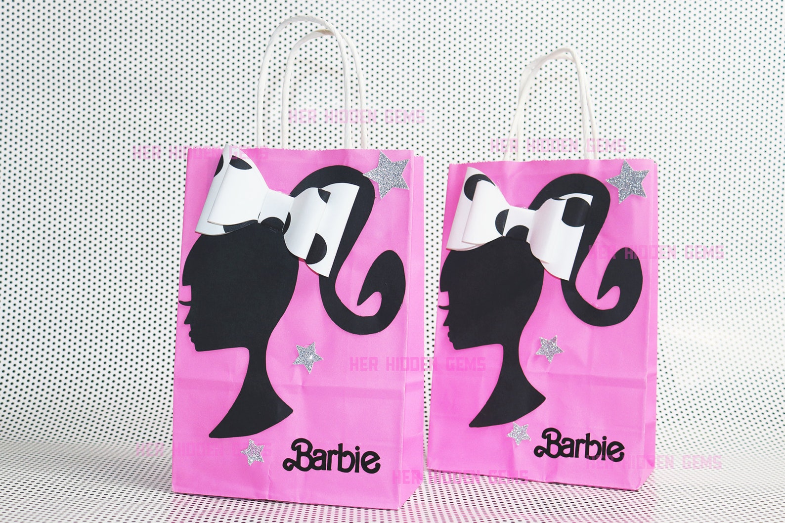 3 Barbie Gift Bags Pink Barbie Bag Barbie Favor Bags Gift Etsy