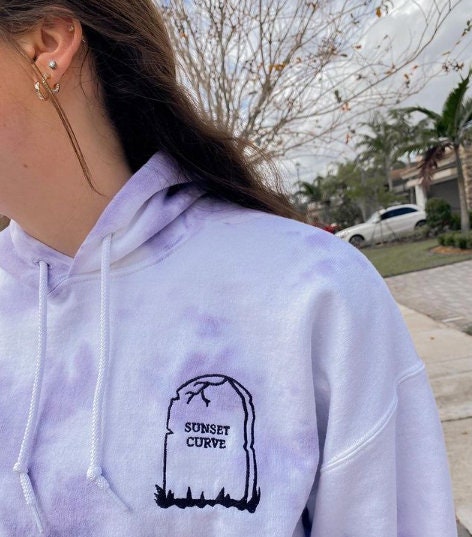 RIP Sunset Curve Embroidered Hoodie (Tie Dyed)