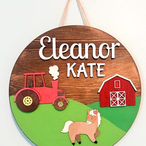 Custom nursery name sign, farm nursery decor, farm nursery theme, round nursery name sign, name sign for nursery, farm animals nursery decor