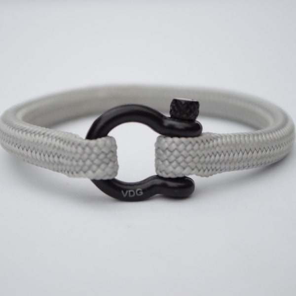 VALENTINE GIFT | GREY paracord & black shackle | Nautical rope | Sailing bracelet - Custom   | Men, women  gift