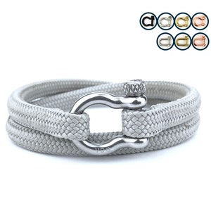 REGALO DE SAN VALENTÍN / Paracord y grillete gris a su elección / Cuerda náutica / Pulsera de vela - Personalizada / Regalo para hombres y mujeres