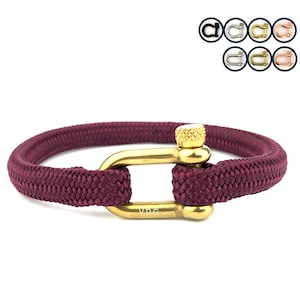 VALENTINE GIFT | BURGUNDY paracord & shackle of your choice | Nautical rope | Sailing bracelet - Custom   | Men, women  gift