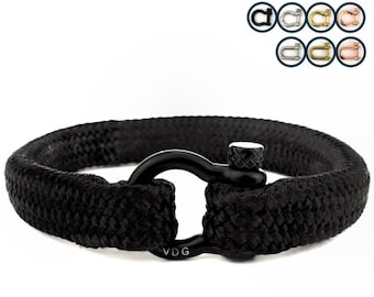 VALENTINE GIFT | BLACK 8mm paracord & shackle | Nautical rope | Sailing bracelet - Custom   | Men, women  gift