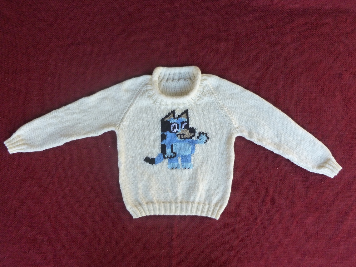 Childs Bluey Knitted Jumper/Bluey Sweater/Girls Bluey Etsy