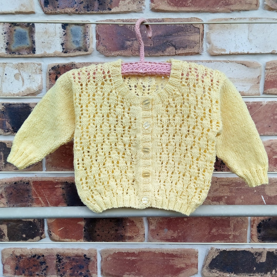 Baby Girl's Wool Lacey Lemon Cardigan/baby's Hand Etsy