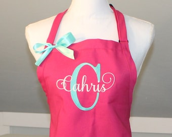 Monogrammed Apron with Letter and Name -  Perfect Gift  - Personalized Apron - Embroidered Apron - Gift for Her - Monogrammed Apron