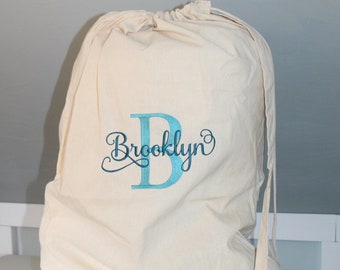 Monogrammed Laundry Bag with Letter and Name - Laundry bag with Monogram