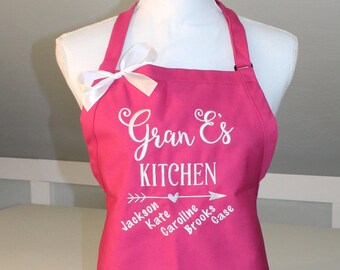 Grandma's Kitchen Apron with Grandkids names below - Grandmother Gift