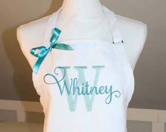 Monogrammed Apron with Letter and Name -  Perfect Gift  - Personalized Apron - Embroidered Apron - Gift for Her - Monogrammed Apron