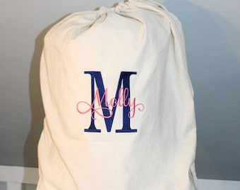 Monogrammed Laundry Bag with Letter and Name - Laundry bag with Monogram