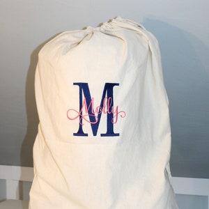 Monogrammed Laundry Bag with Letter and Name - Laundry bag with Monogram