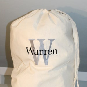 Monogrammed Laundry Bag with Letter and Name with Block Letters - Laundry bag with Monogram