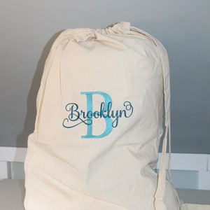 Monogrammed Laundry Bag with Letter and Name - Laundry bag with Monogram