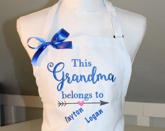 This Grandma Belongs to Apron with Grandkids names below - Grandmother Gift - Nanna Gift