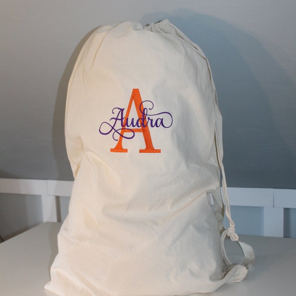 Monogrammed Laundry Bag with Letter and Name - Laundry bag with Monogram