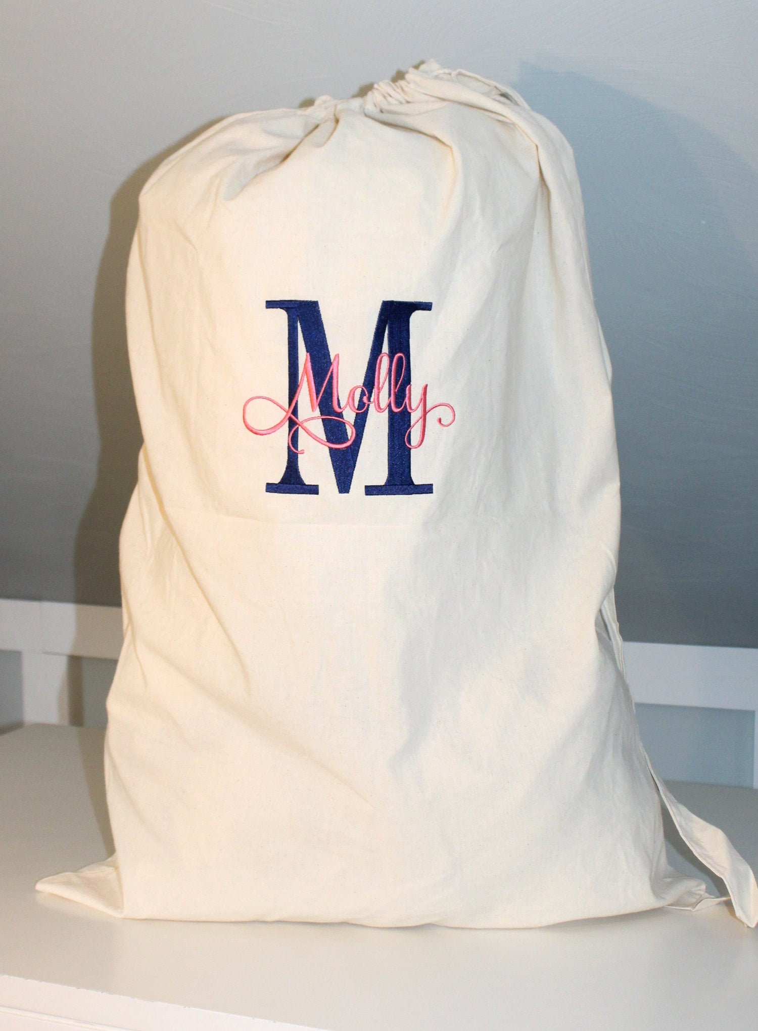 Monogrammed Laundry Bag With Letter and Name Laundry Bag With Monogram Etsy