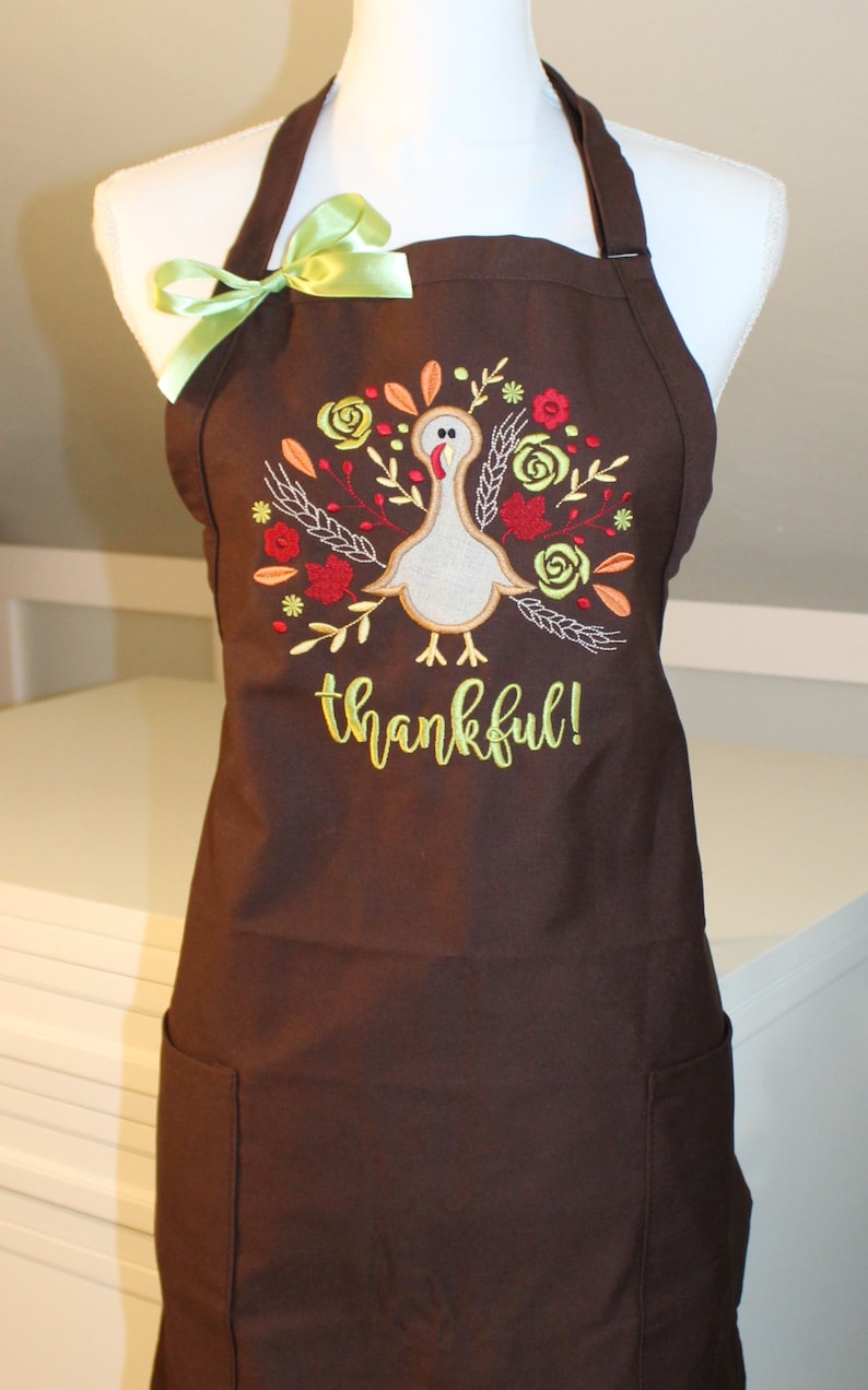 Thankful Turkey Apron Thanksgiving Apron Apron With Etsy