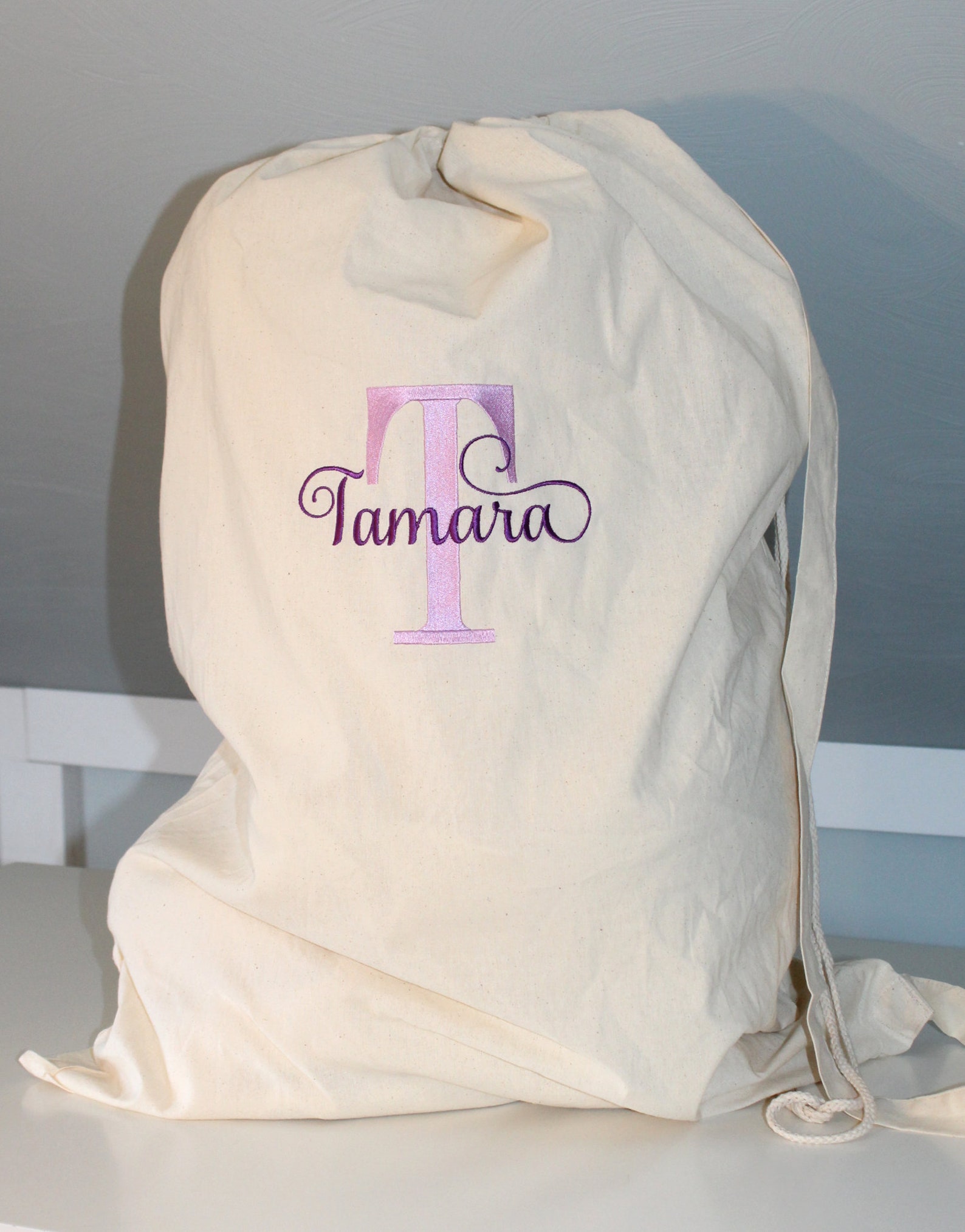 Monogrammed Laundry Bag With Letter and Name Laundry Bag Etsy