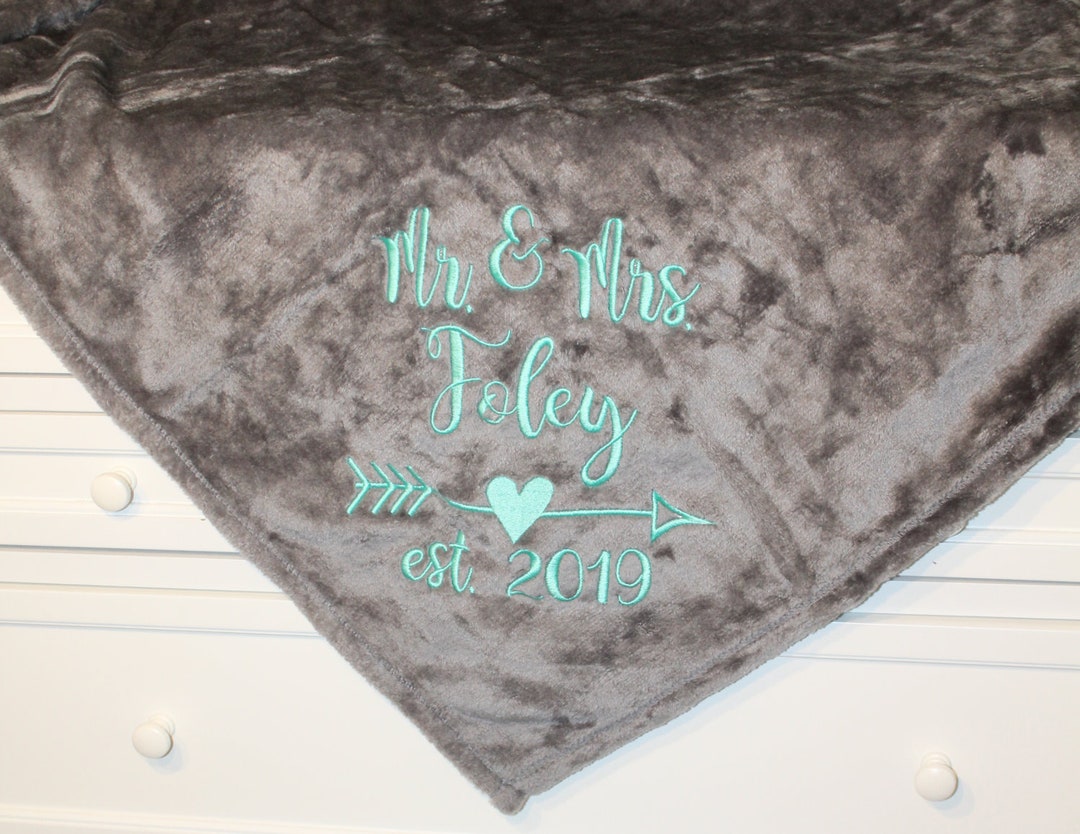 Fleece Wedding Blanket Embroidered Blanket Personalized Etsy