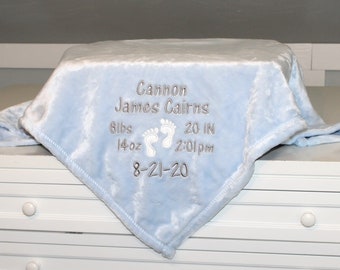 Fleece Baby Blanket Embroidered with Baby's Birth Information - Perfect Baby Gift - Personalized Baby Blanket - Gift for Baby