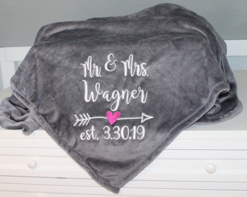 Fleece Wedding Blanket with Embroidery Personalized Fleece Etsy