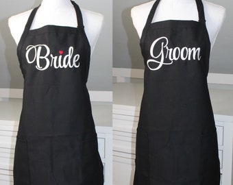 Bride and Groom Apron Set - Aprons for Wedding Couple