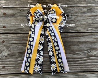 Horse Show Bow yellow and white bow Yellow Equestrian Bow layered bow