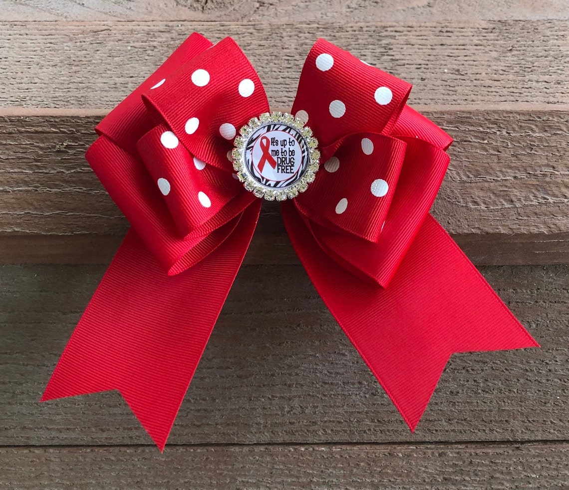 Red ribbon week bow red ribbon week hair bow red ribbon week Etsy